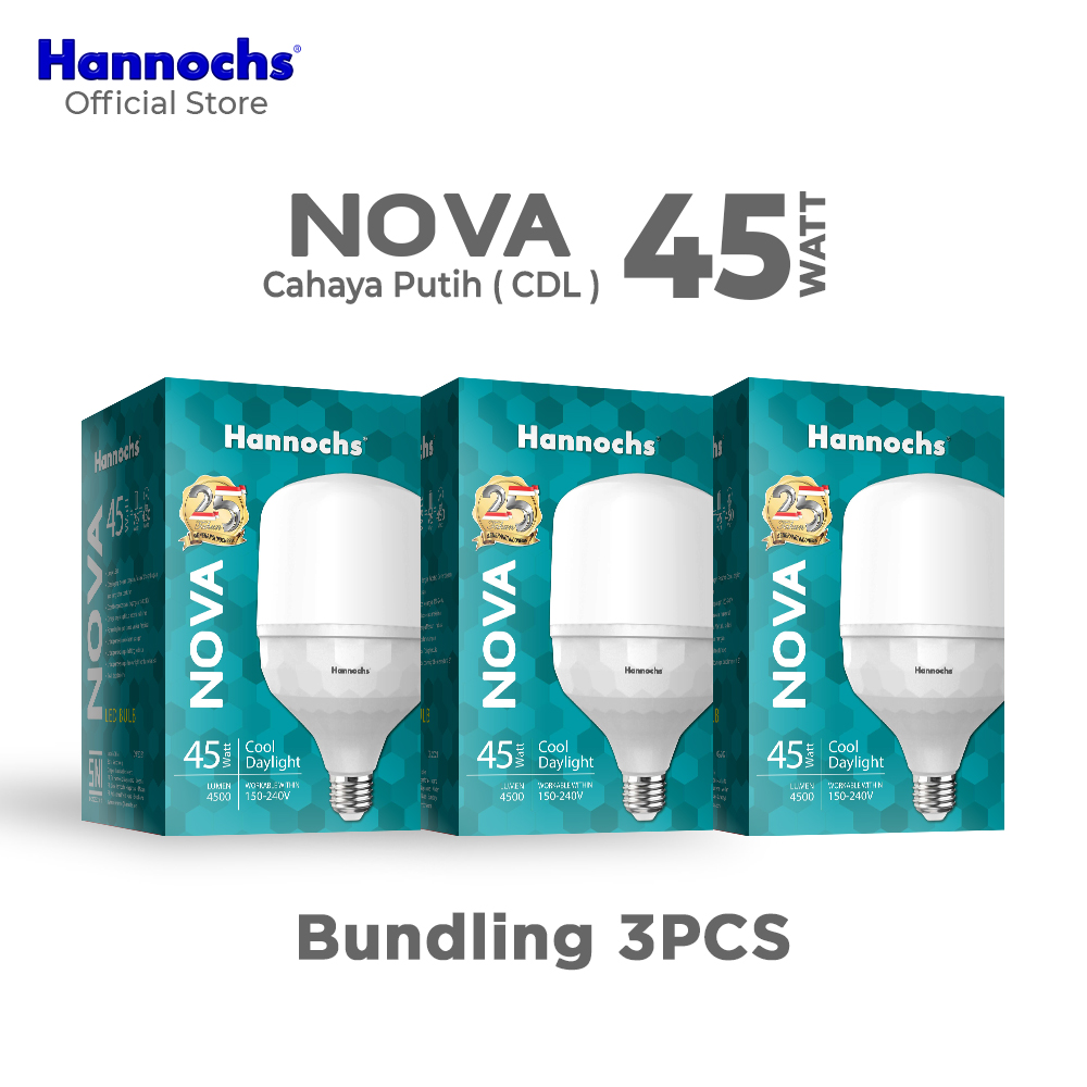 Hannochs Lampu Bohlam LED NOVA 45W Cahaya Putih Paket isi 3pcs Harga 190,000 rupiah*Gratis Ongkir
