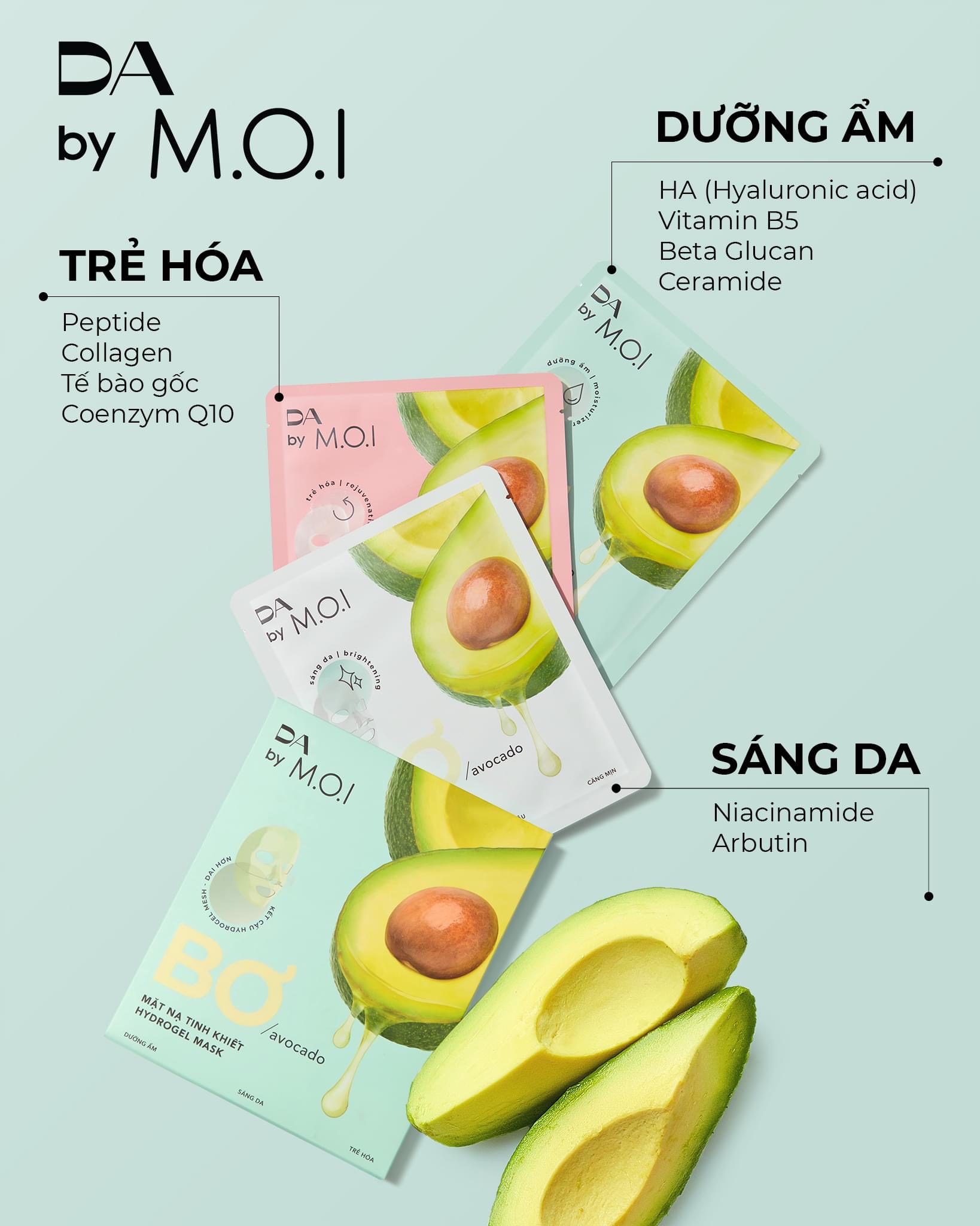 Hộp 3 miếng Mặt nạ Bơ tinh khiết M.O.I chính hãng Ruby Cosmetics Dưỡng ẩm , Sáng da ,Trẻ hóa