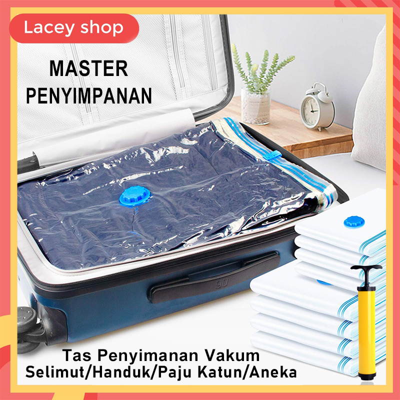 Lazada Indonesia - Tas Travel Pakaian Vakum Plastik / Tas Kompresi Penyimpanan Vakum