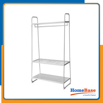 HomeBase PLIM Cây phơi đồ sào phơi đồ bằng thép sơn mạ 3 tầng Thái Lan W90xH175.5xD45cm màu trắng