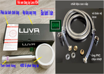 Combo Vòi Sen Tăng Áp Luva VS4, Tăng Áp Lực Nước 400%, Chính Hãng, BH 1 Năm, Kèm Dây Sen Inox 304 Cao Cấp Dài 1.5m, Lõi Đồng, Chống Xoắn