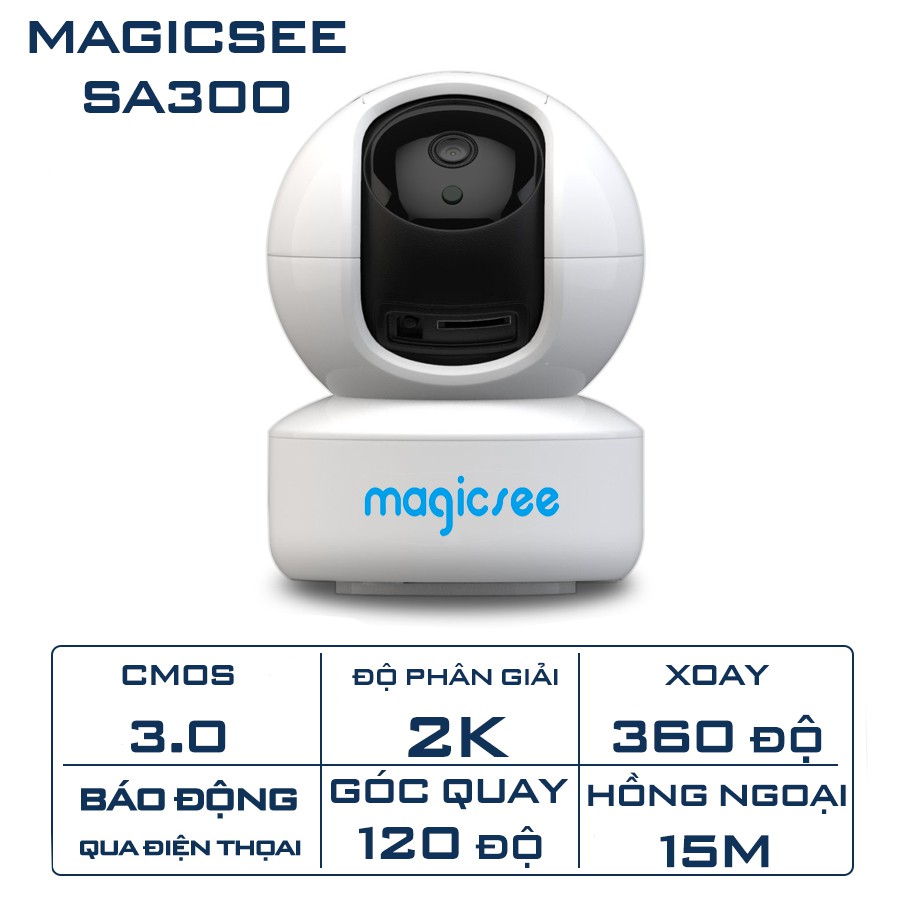 Camera giám sát không wifi Magicsee SA300 3.0 - Độ phân giải 2K - Cảm biến AI - Hồng ngoại quay đêm