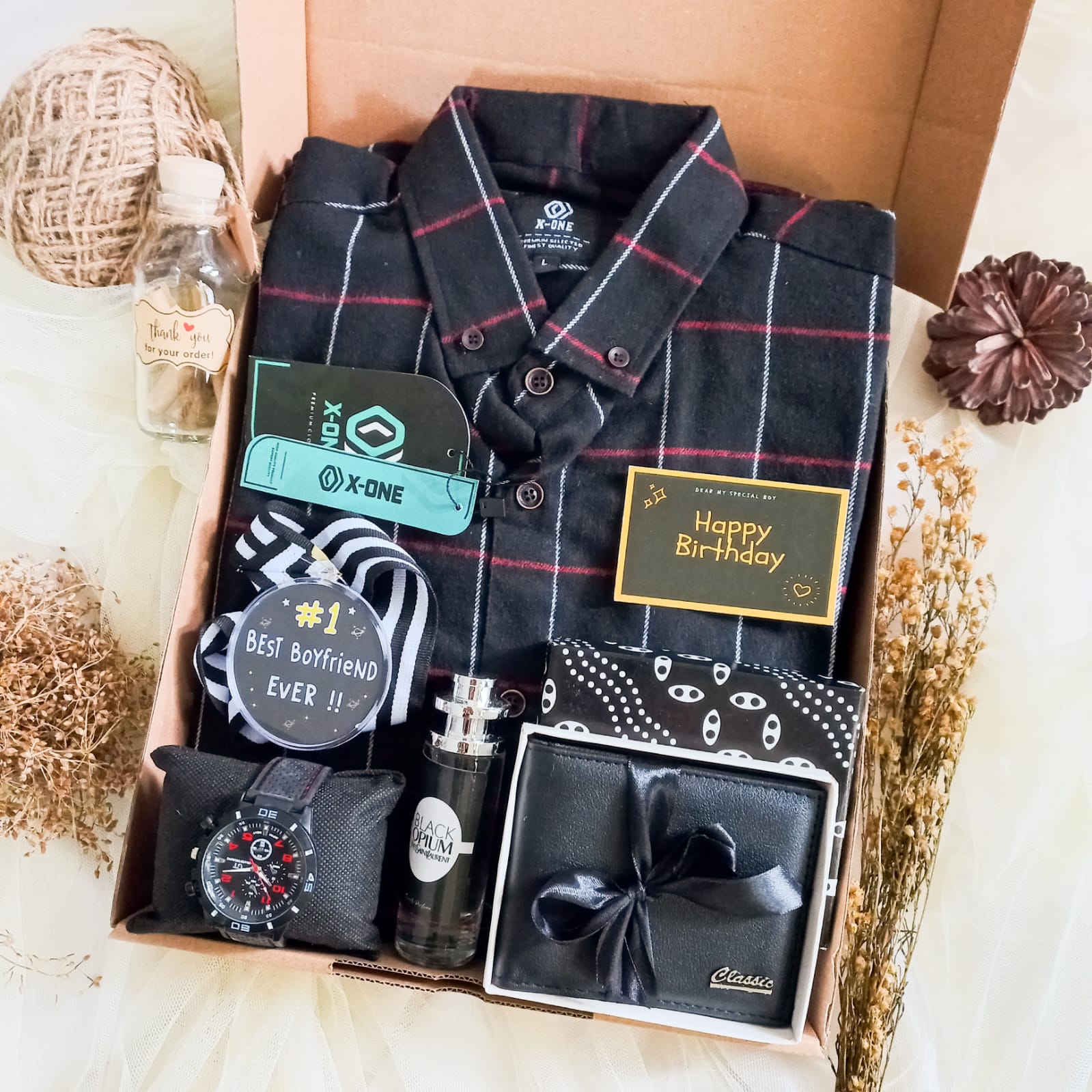 Hampers Kado Cowok Kemeja Flanel / Kado Ulang Tahun cowok kece