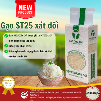Gạo ST25 Xát Dối - Thương hiệu Gạo Ông Thọ - Cơm mềm, dẻo, thơm và bùi - Túi hút chân không định hình