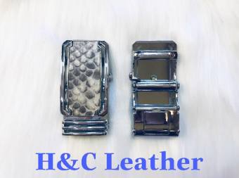 Mặt khóa thắt lưng (đầu dây nịt) da trăn thật, khóa tự động, 3.5cm