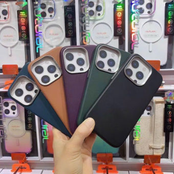 Ốp MUTURAL da trơn Vành cam Kim Loại Ip15 pro max