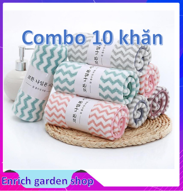 Set 10 khăn mặt lông cừu hàn quốc 50x30cm siêu thấm hút