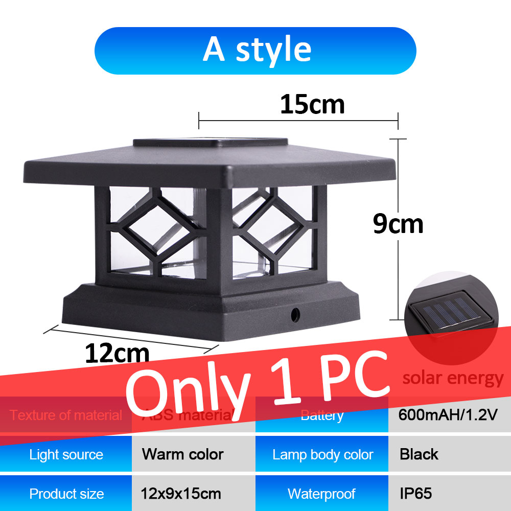 (Only 1 PC) Solar Post Lights Outdoor Fence Post Cap Light Solar post lamp for Deck Patio Warm/Cold White High Brightness SMD LED Lighting