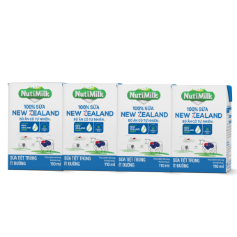 NutiMilk 100% Sữa New Zealand Bò ăn cỏ tự nhiên Ít đường 110ml NSTIT110CR - Thương Hiệu NUTIFOOD - THỜI TRANG CIRINO