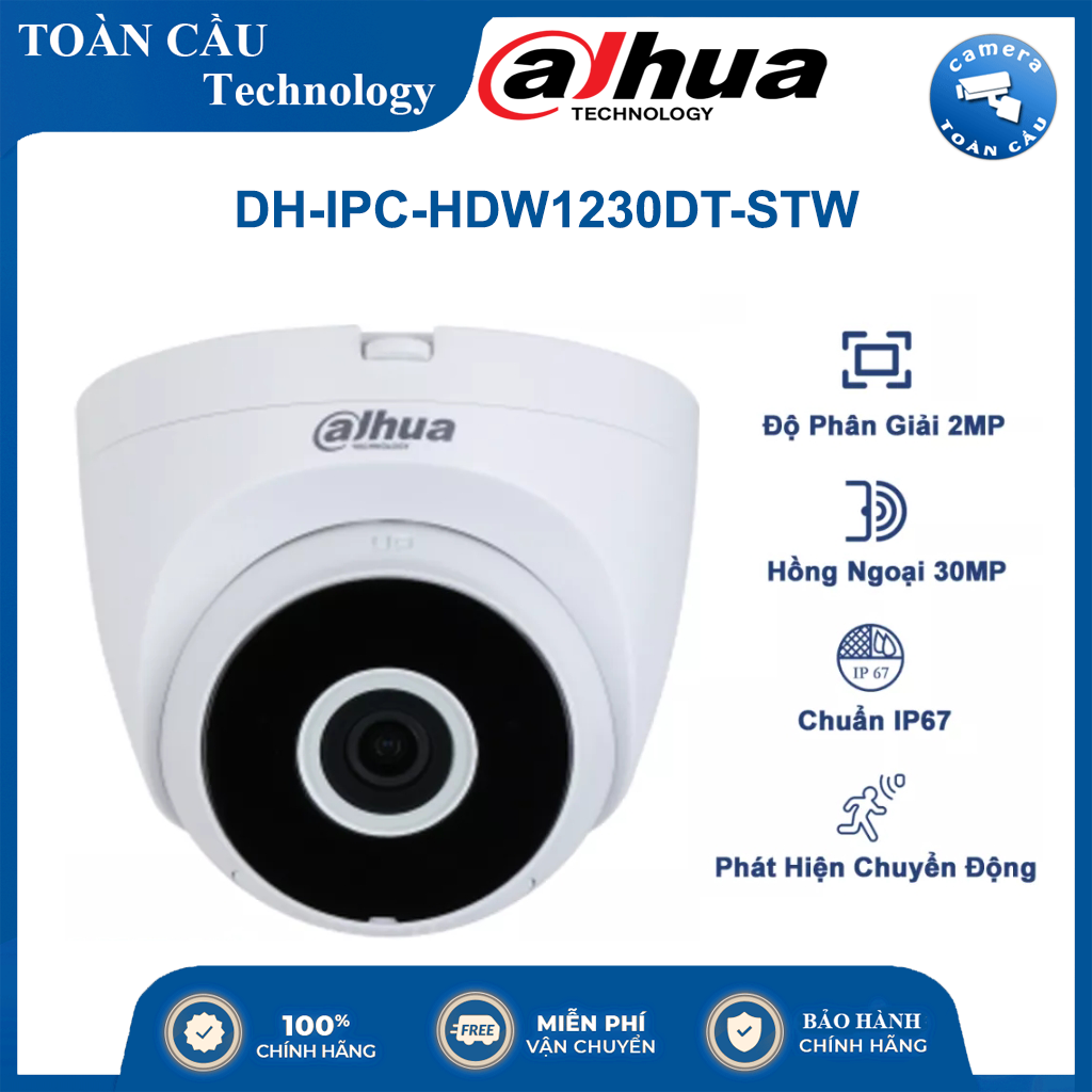 [100% CHÍNH HÃNG]Camera IP hồng ngoại không dây 2.0 Megapixel DAHUA DH-IPC-HDW1230DT-STW-Camera Toàn Cầu