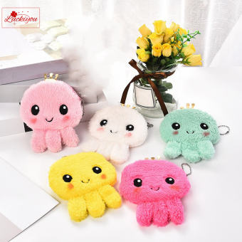 Ví Đựng Tiền Xu Bằng Nhung Lông Hình Bạch Tuộc Dễ Thương Túi Đựng Chìa Khóa Tai Nghe Có Khóa Kéo Hoạt Hình Cho Nữ Túi Đựng Tiền Xu Thẻ Cho Trẻ Em Bé Gái Ví Trẻ Em