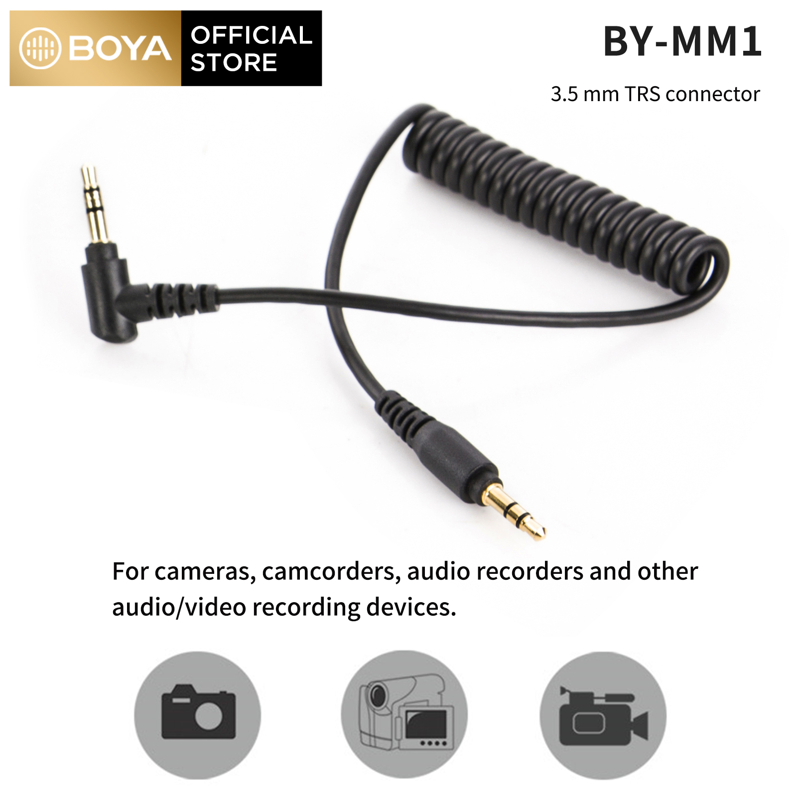 Boya 3.5mm trs đầu đực đến 3.5mm trs đầu đực/trrs đầu ra camera điện thoại thông minh, dây trs trrs cho micrô by-mm1