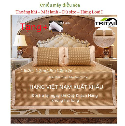 Chiếu điều hoà chiếu mây điều hoà hàng VN size 160x200cm Chất liệu sợi mây tổng hợp thoáng mát dễ vệ sinh lau chùi- Thảm Trí Tài