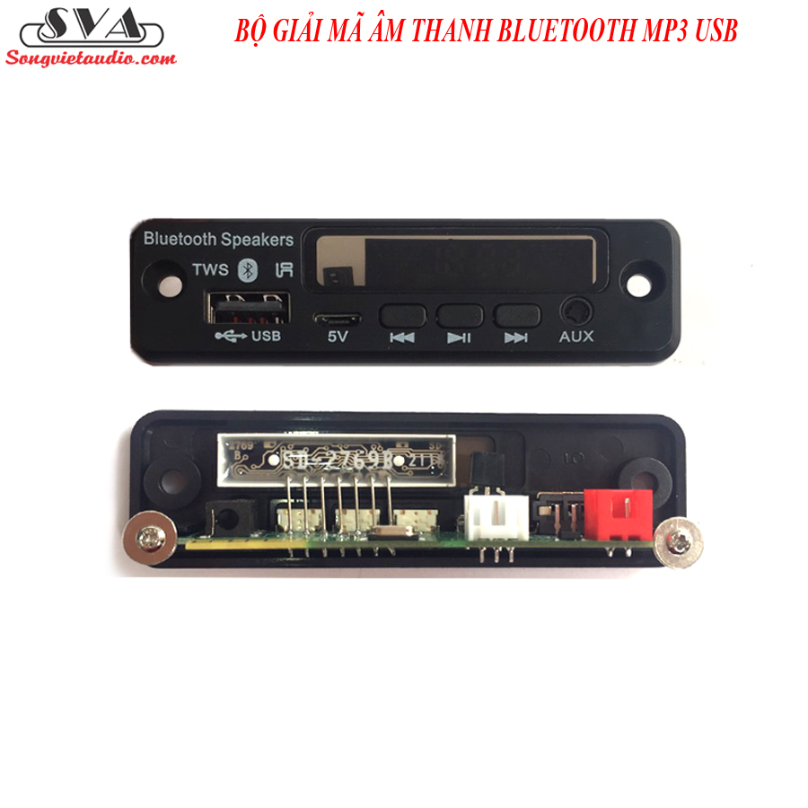Bộ giải mã âm thanh bluetooth dài mới aux - đen bo góc