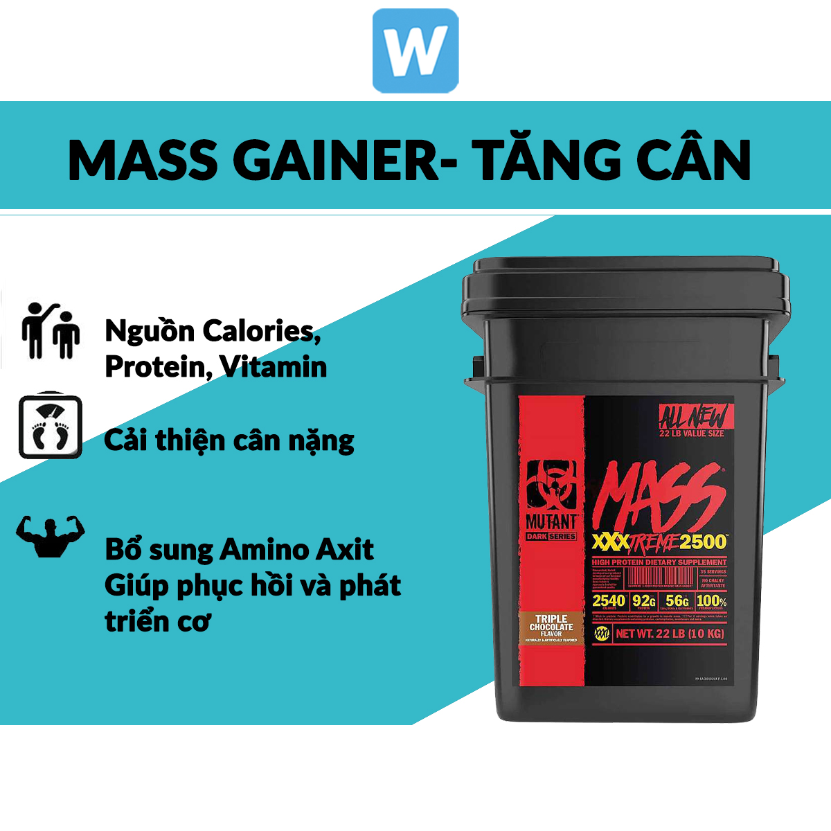 Sữa tăng cân tăng cơ mutant mass xxxtreme 2500 hộp 22lbs -10kg
