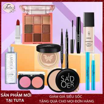 Bộ trang điểm đầy đủ cơ bản đến chuyên nghiệp Bảng phấn mắt Chì kẻ mày Bút kẻ mắt Chuốt mi Kem nền che khuyết điểm Phấn má Phấn phủ kiềm dầu Cushion sáng mịn da Son môi bền màu Nước tẩy trang Gel khóa màu son môi BTDCC3