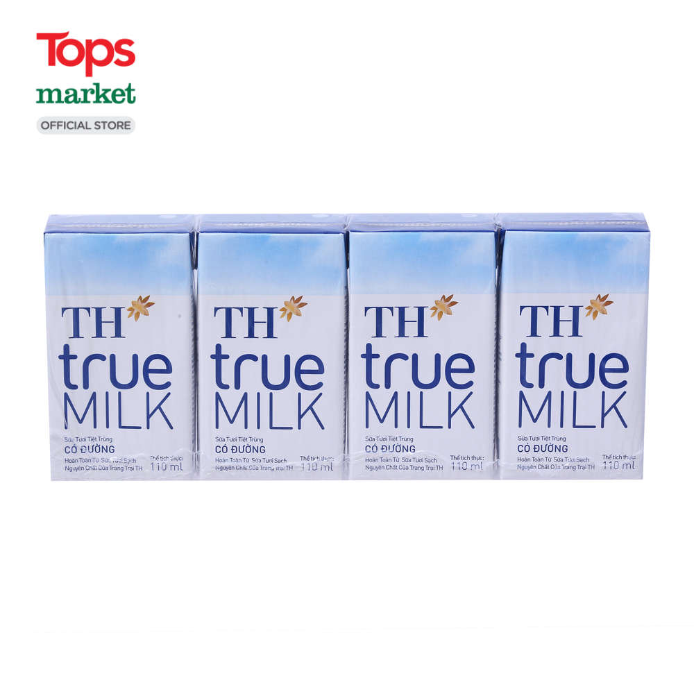 Sữa tươi tiệt trùng th true milk có đường 4*110ml