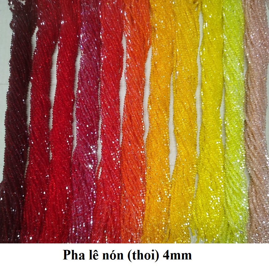 10 dây pha lê nhựa nón 4mm nhiều màu