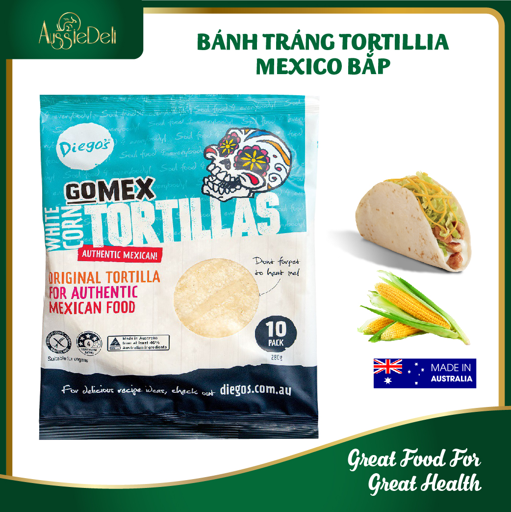 Vỏ Bánh Tortilla Bắp ăn chay, Không Gluten Mexico 280g 10 bánh - Mexico Corn Tortillas