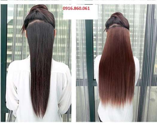 TÓC GIẢ KẸP THẲNG DÀI 60CM 5 PHÍM-MÀU ĐEN TỰ NHIÊN