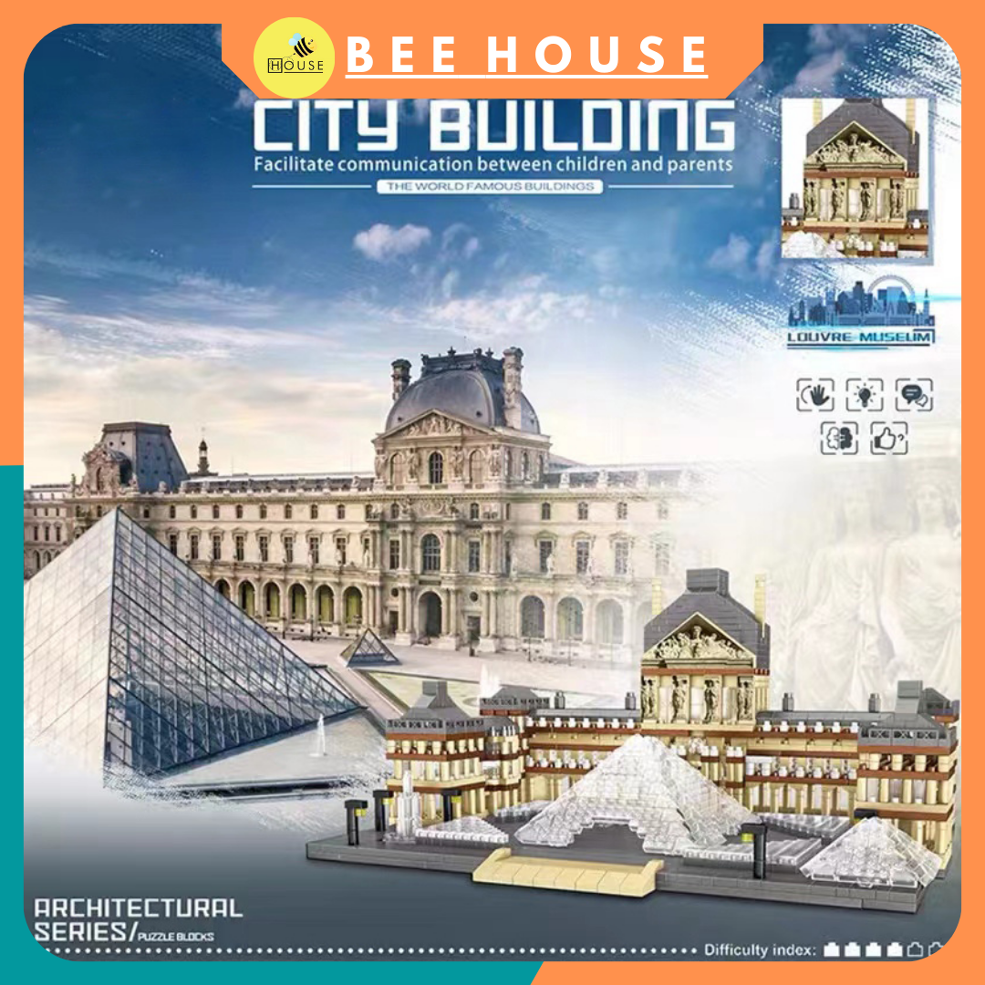 [HOÀN TIỀN  6%]Đồ chơi xếp hình lắp ráp mô hình kiến trúc kỳ quan thế giới bảo tàng louvre Pháp 3377 chi tiết city building