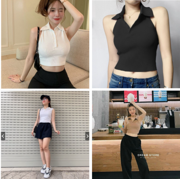Áo thun croptop nữ 3 lỗ vải thun co giãn-3 màu