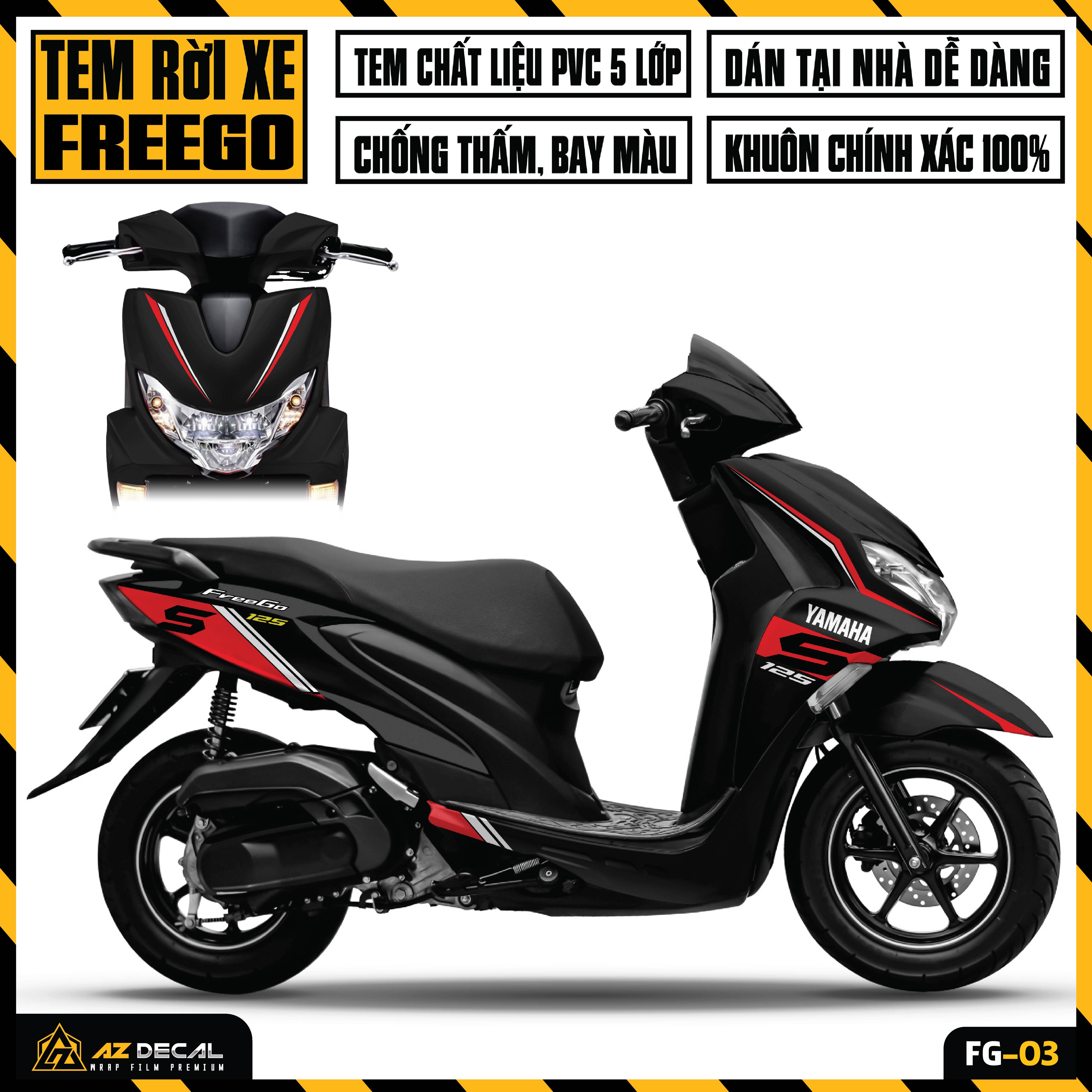 Tem Dán Xe FreeGo 125 S Đẹp Màu Đỏ Đen Xanh | FG-03 | Decal Rời Yamaha FreeGo Chống Nước Dễ Sử Dụng 