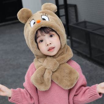 Mũ len Gấu Kèm Khăn Nhung  MSG03 rất ấm cho bé đội mùa đông bảo vệ, giữ ấm đầu và cổ