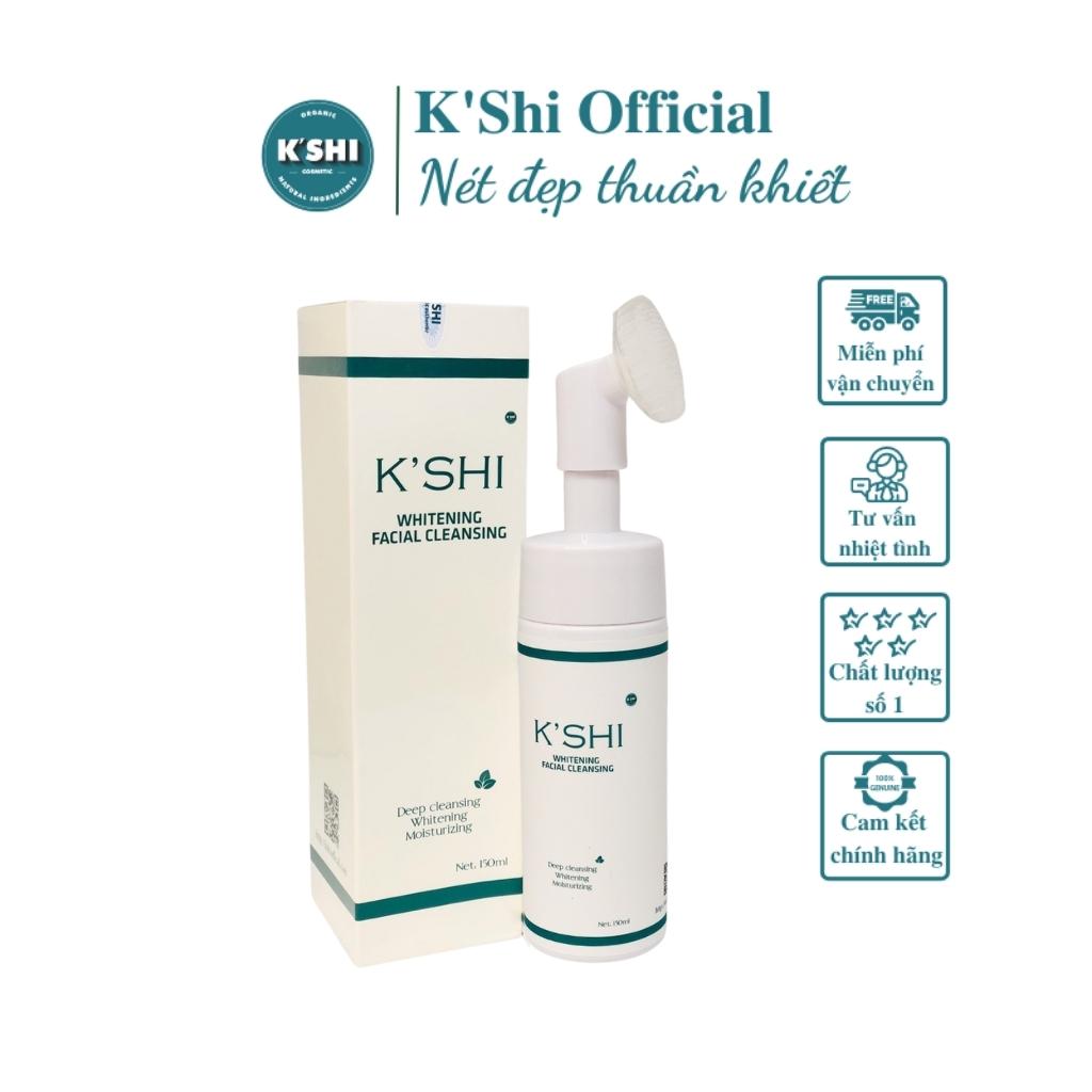 Sữa rửa mặt trắng da ngừa mụn cho nam nữ có đầu cọ tạo bọt k’shi whitening facial cleansing 150ml