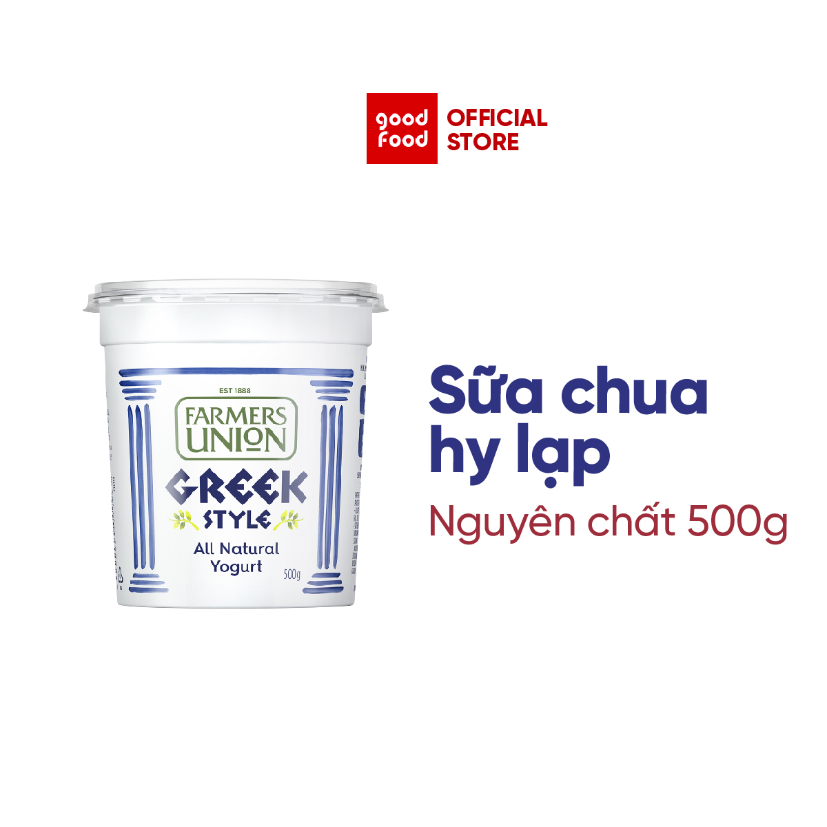 Sữa chua hy lạp vị tự nhiên nguyên chất Farmers Union Greek style all natural yogurt hũ 500g đẹp da tốt cho sức khỏe