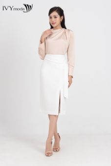 Chân váy 2 lớp xẻ tà 1 bên  IVY moda 31M8586