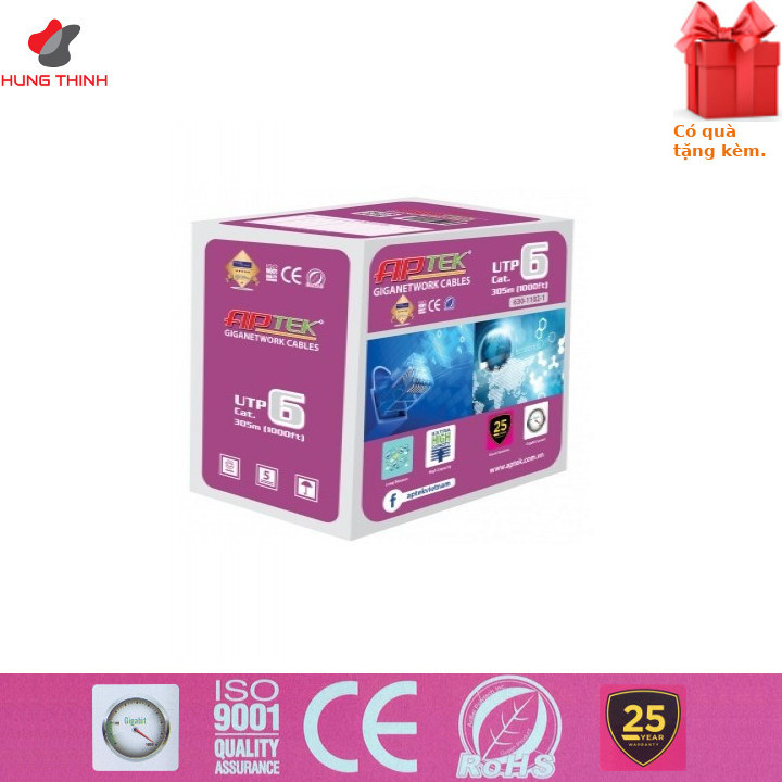Cáp mạng CAT 6 UTP 305m APTEK 630-1102-1 - Tem chính hãng