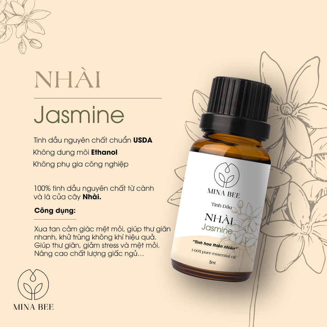 Tinh dầu hoa nhài minabee | jasmine essential oil | cao cấp nhập khẩu |thiên nhiên nguyên chất | có kiểm định coa