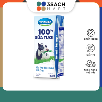 Sữa Tươi Tiệt Trùng Ít Đường Vinamilk (Hộp 180Ml)