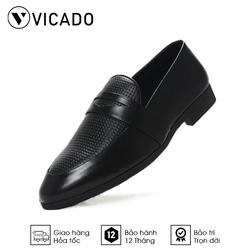 Giày nam da bò công sở Vicado VA1068 màu đen