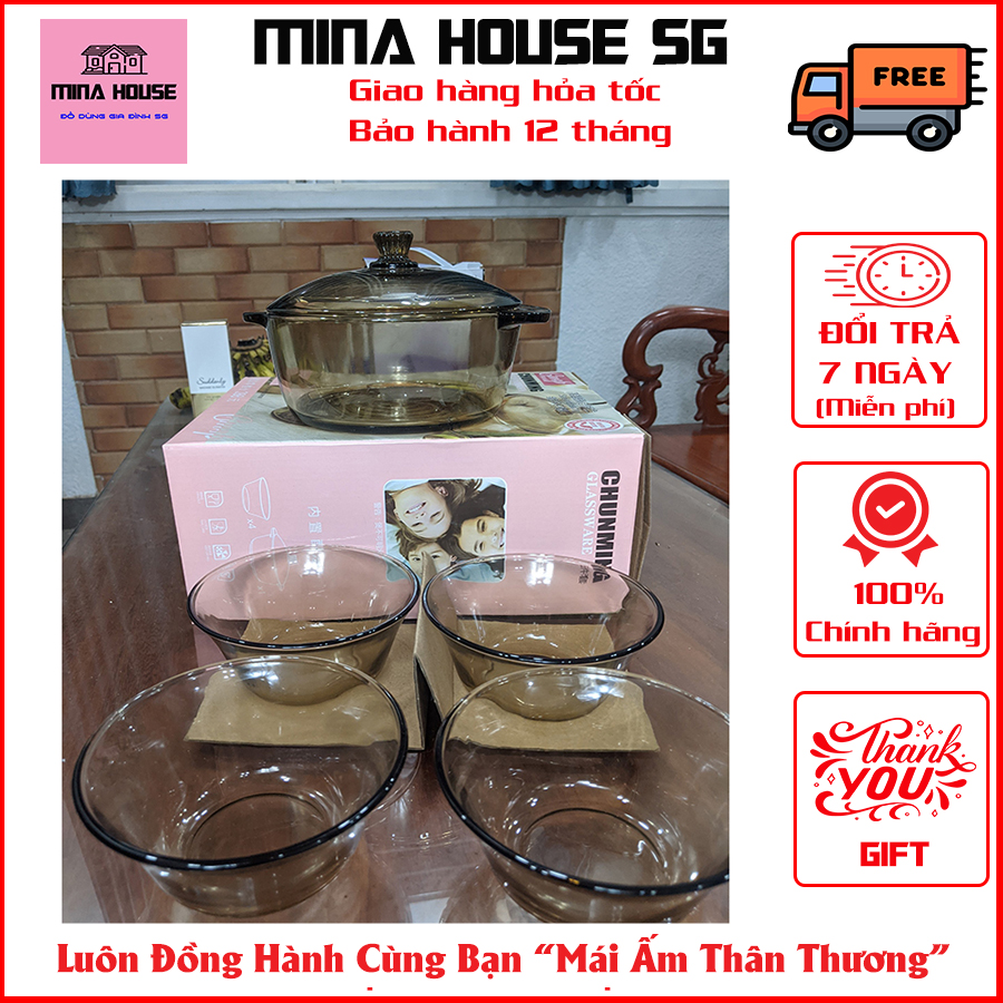 Bộ bát thủy tinh 5 món kiểu dáng hiện đại phong cách Châu Âu