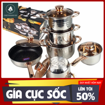 Bộ Nồi ANGELBERG 6 Món 12 Chi Tiết Cao Cấp Công Nghệ Đức Bảo Hành 12 Tháng