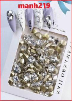 Đá khối Góc Cạnh Trắng 50 Viên Đá đính móng Nail