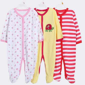 SET 3 Body Dài Tay Liền Tất Vớ Xuất Mỹ Cho Bé Gái Sơ Sinh Đến 12Kg - Body Dài Liền Thân Cho Bé - áo liền quần, body suit, sleep suit, body dài tay
