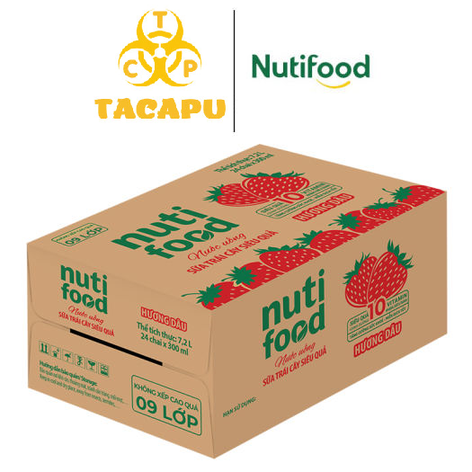 Thùng 24 chai nước uống sữa trái cây nuti hương dâu chai 300ml tu.ntd01az - thương hiệu nutifood - tacapu