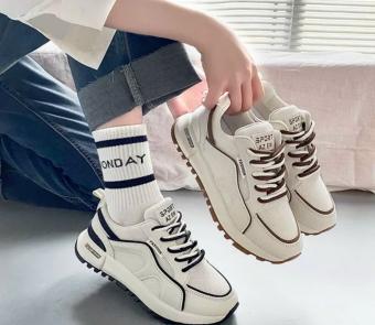 Giày thể thao nữ, Sneaker nữ độn đế, da mềm dáng Ulzzang Hàn quốc
