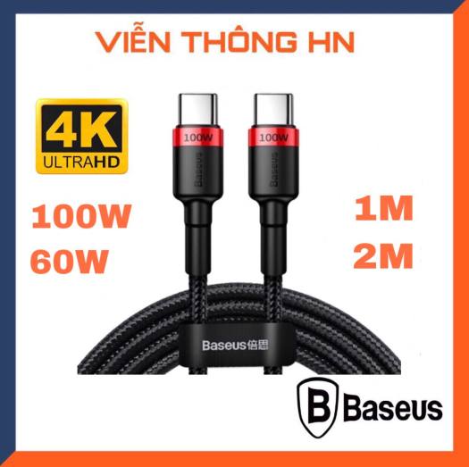 Cáp sạc nhanh baseus cafule type c to type c 100W và 60W - dây sạc 2 đầu type c xuất hình ảnh 4k dài 1m 2m cho IP macbook samsung oppo xiaomi...vv