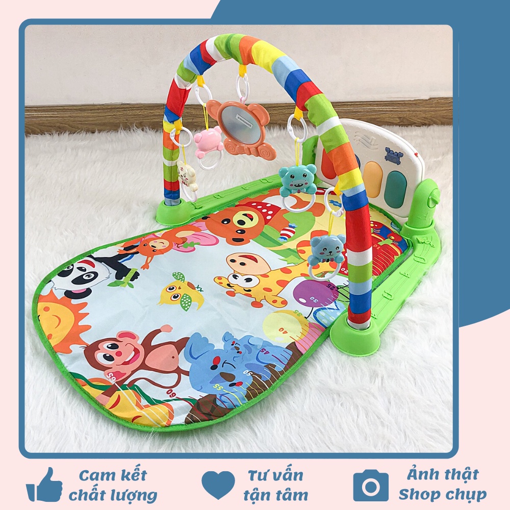 Thảm nằm chơi nhạc hình thú ngộ nghĩnh cho bé hình chú khỉ màu xanh lá 9BABY