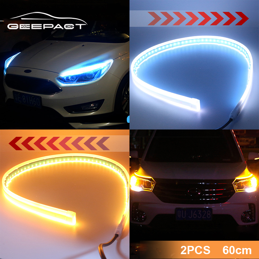 Geepact Car LED Strip LED Headlight Strip Tailgate Light 2PCS Auto Car