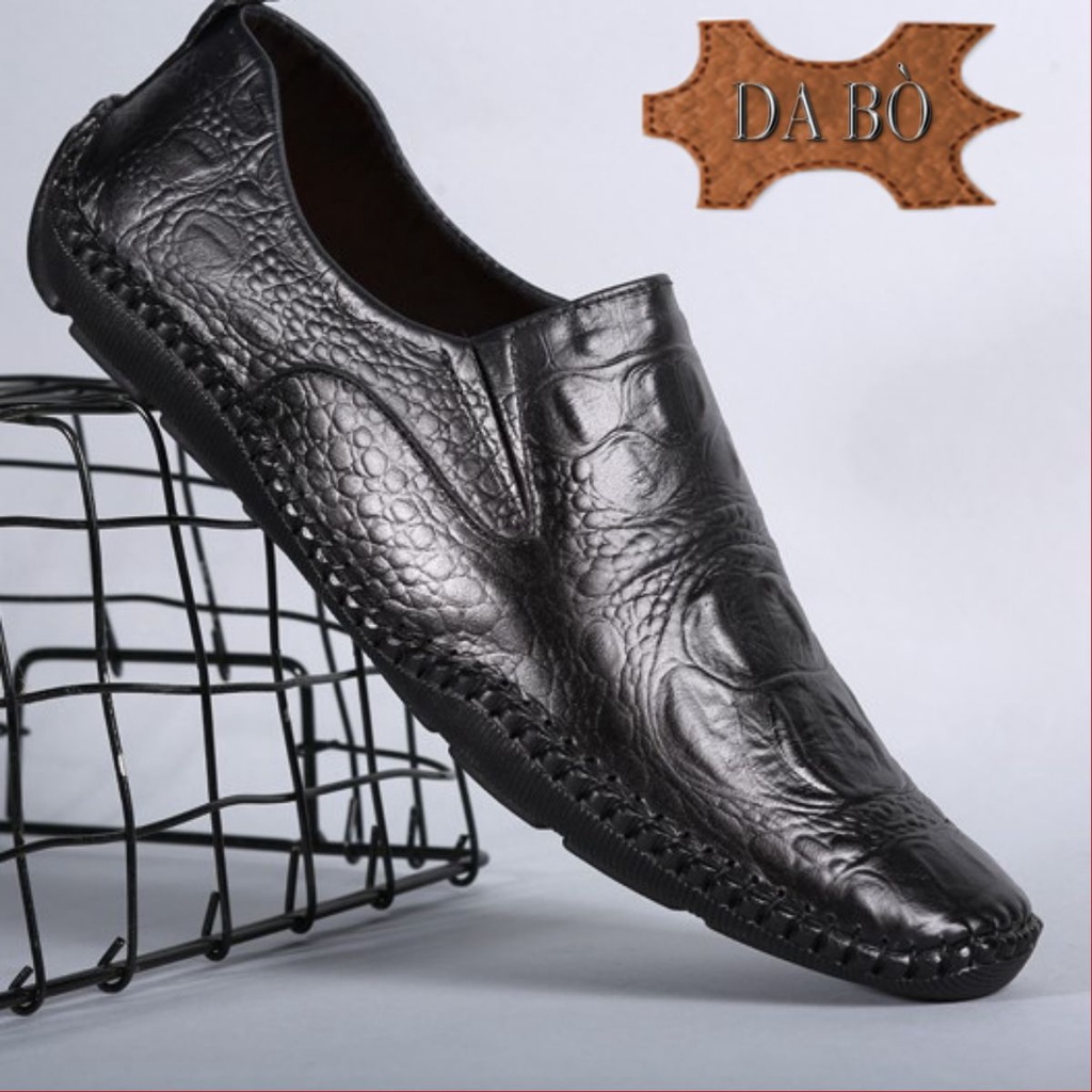 [ SALE 50% ] Giày lười nam da bò Giày Công Sở nam Giày tây nam da bò Đẹp Thời trang Cao cấp thương hiệu Giá rẻ Da Bò Dập vân cá Sấu độc đáo - ABCD SHOP