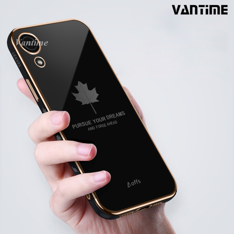 Vantime Ốp cho Samsung Galaxy A03 Core Case 6D Mại lá phong Bảo vệ máy ảnh Khung vuông Chống va đập Ốp lưng mềm