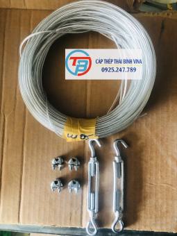 10 mét Dây Cáp Bọc Nhựa 3mm tặng kèm 4 khóa cáp và 2 tăng đơ - Dây phơi quần áo không han rỉ