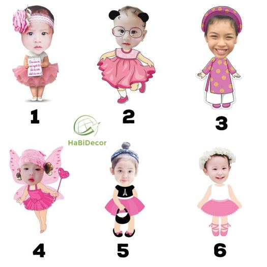 Hot-selling household goods Thiết kế hình Chibi trang trí tiệc sinh nhật happy birthday thôi nôi đầy tháng theo yêu cầu cho bé trai bé gái TK01