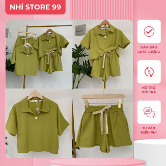 Set bộ thun ngắn chất liệu cao cấp với áo croptop và quần đùi trẻ trung
