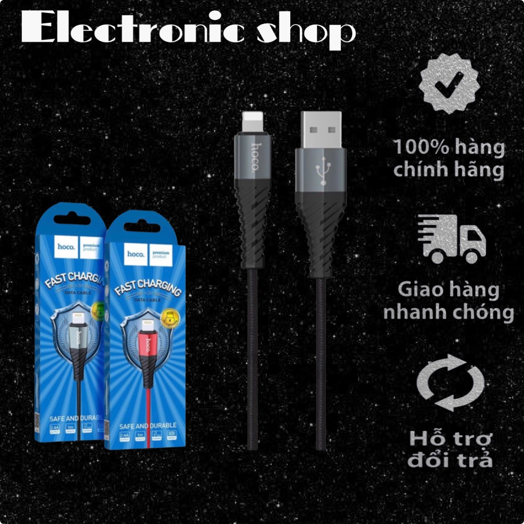 CHÍNH HÃNG Dây sạc ip dài 2m cáp lightning hoco x14 cho Lightning Iphone Ipad sạc iphone chính chính h hãng